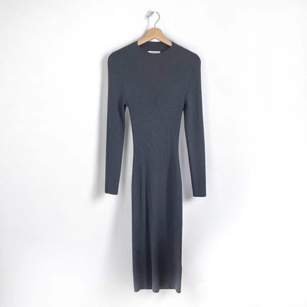 Aritzia Babaton Compose Rib Knit Cutout Back Sweater Dress Echo Grey Medium